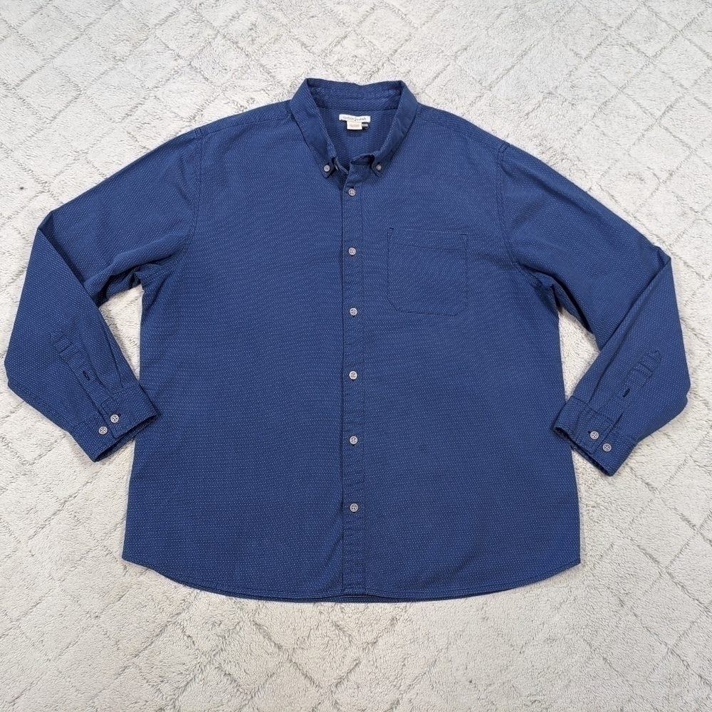 Carbon 2 Cobalt Shirt Men's XL Blue Dots Button Up Long Sleeve Cotton Collar 
